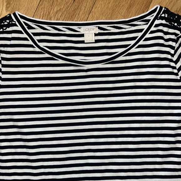 J. Crew Striped Top with Lace Design Sleeves EUC - Picture 2 of 8
